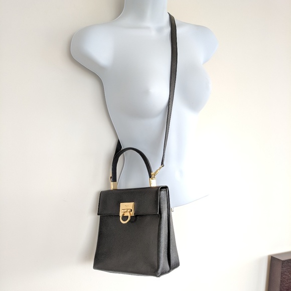 Salvatore Ferragamo Handbags - FERRAGAMO Black Kelly Saffiano Bag Crossbody